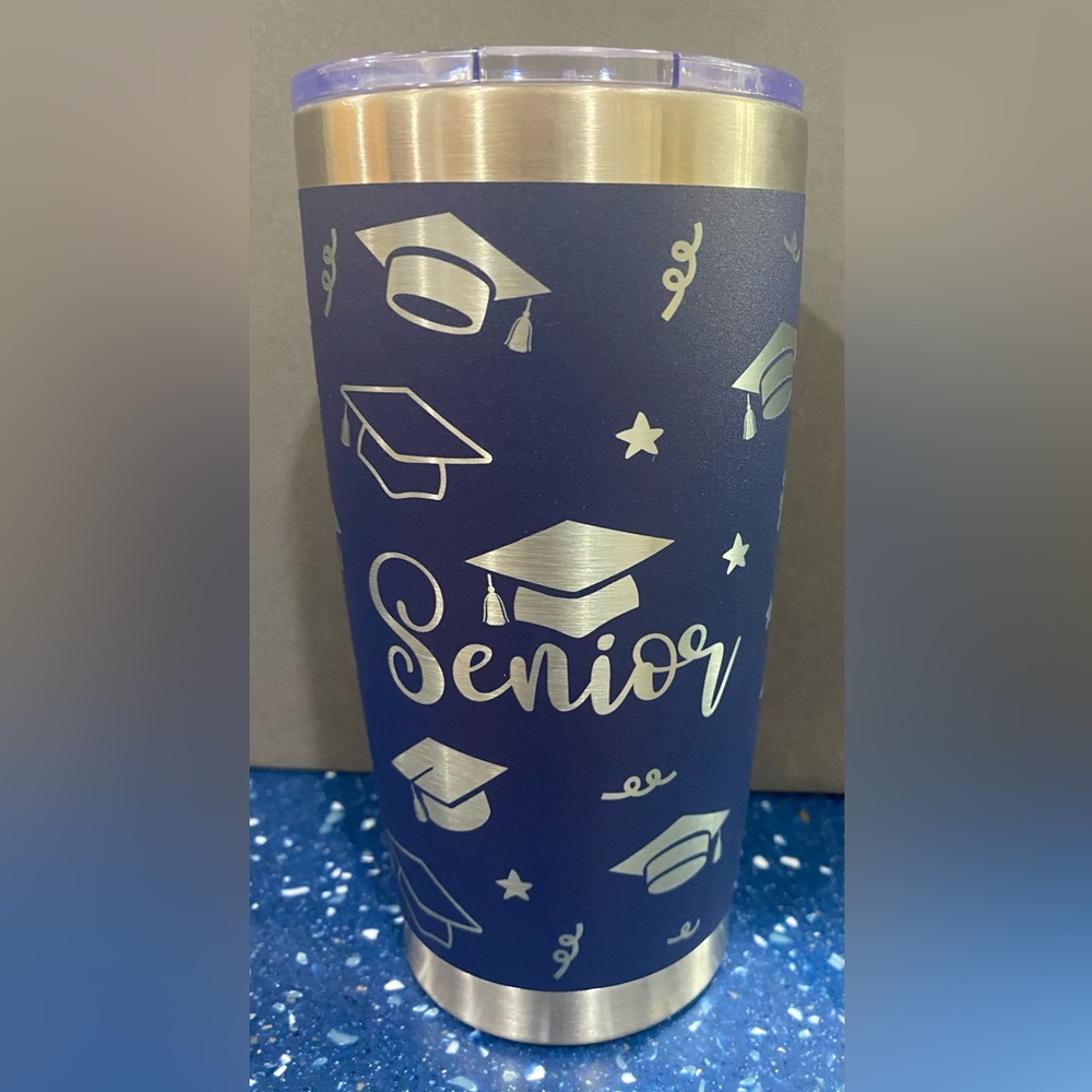 20 oz navy tumbler! Senior print!